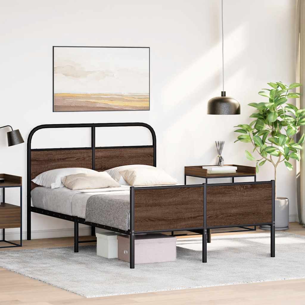 Cadre de lit sans matelas 140x190 cm chêne marron - XIOS