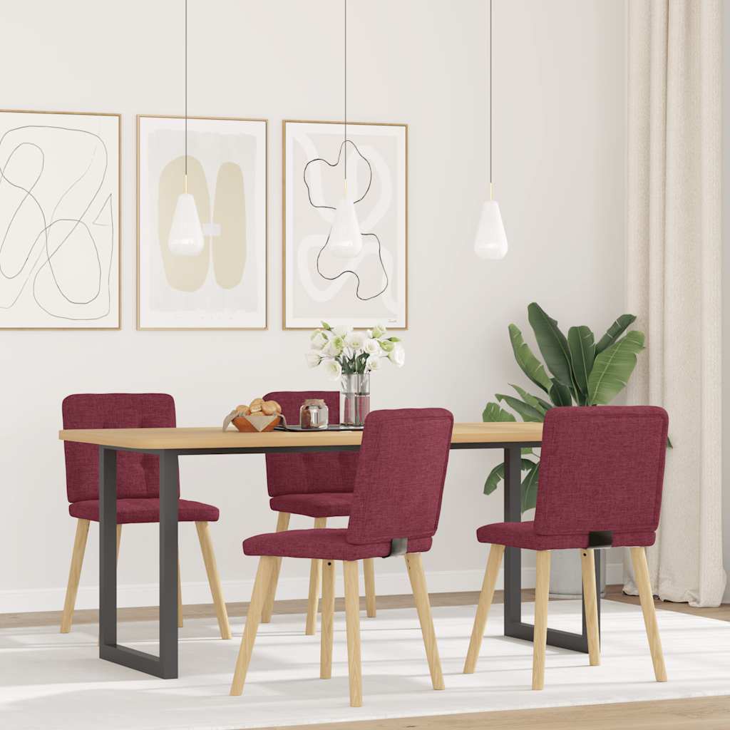 Chaises à manger lot de 4 rouge bordeaux tissu - XIOS