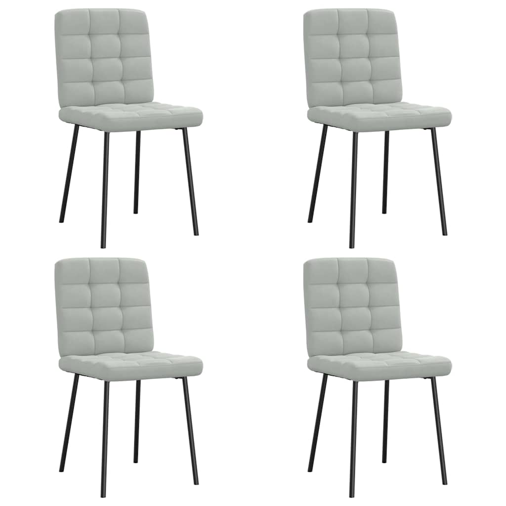 Chaises à manger lot de 4 Gris clair Velours - XIOS