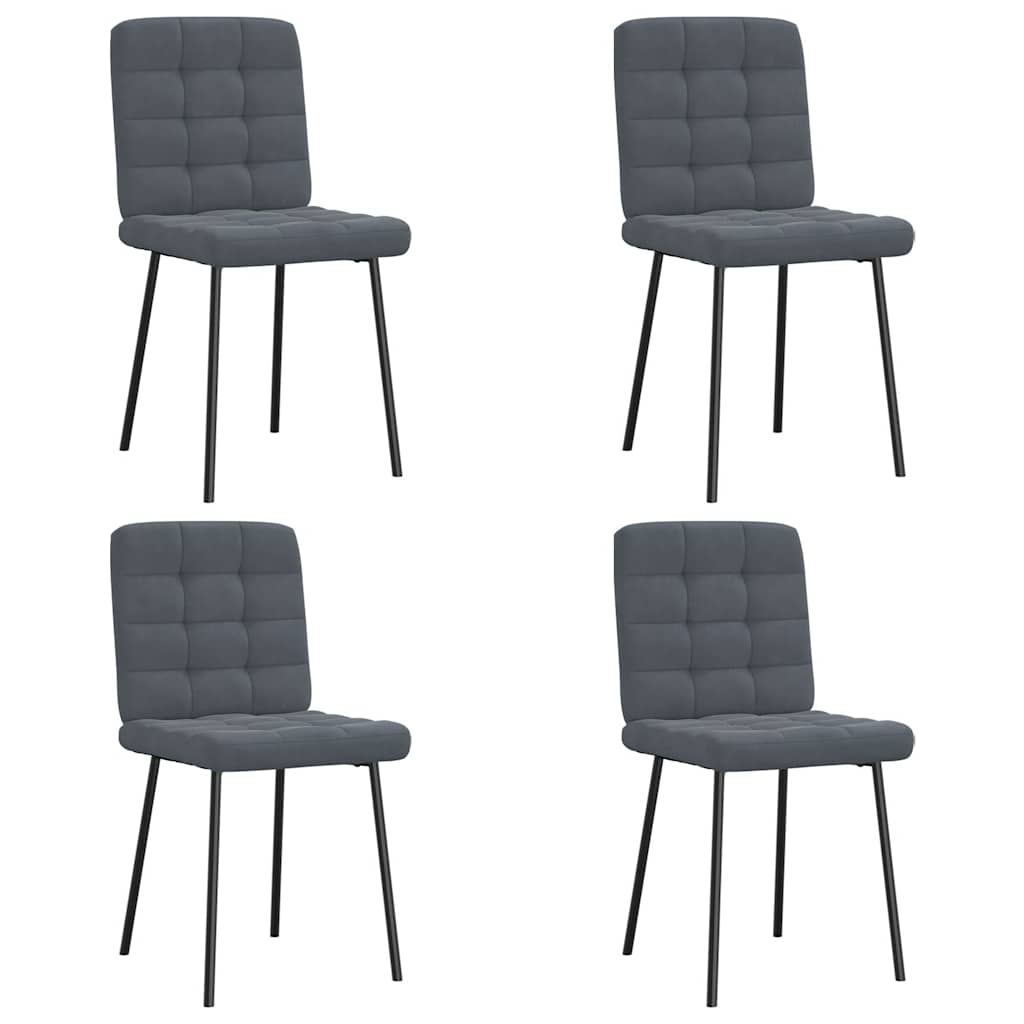 Chaises à manger lot de 4 Gris foncé Velours - XIOS
