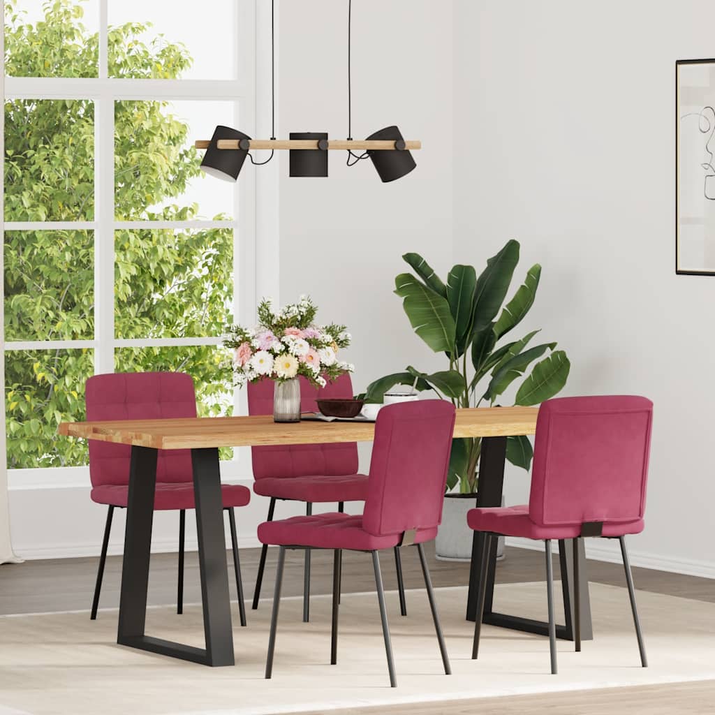 Chaises à manger lot de 4 Rouge bordeaux Velours - XIOS