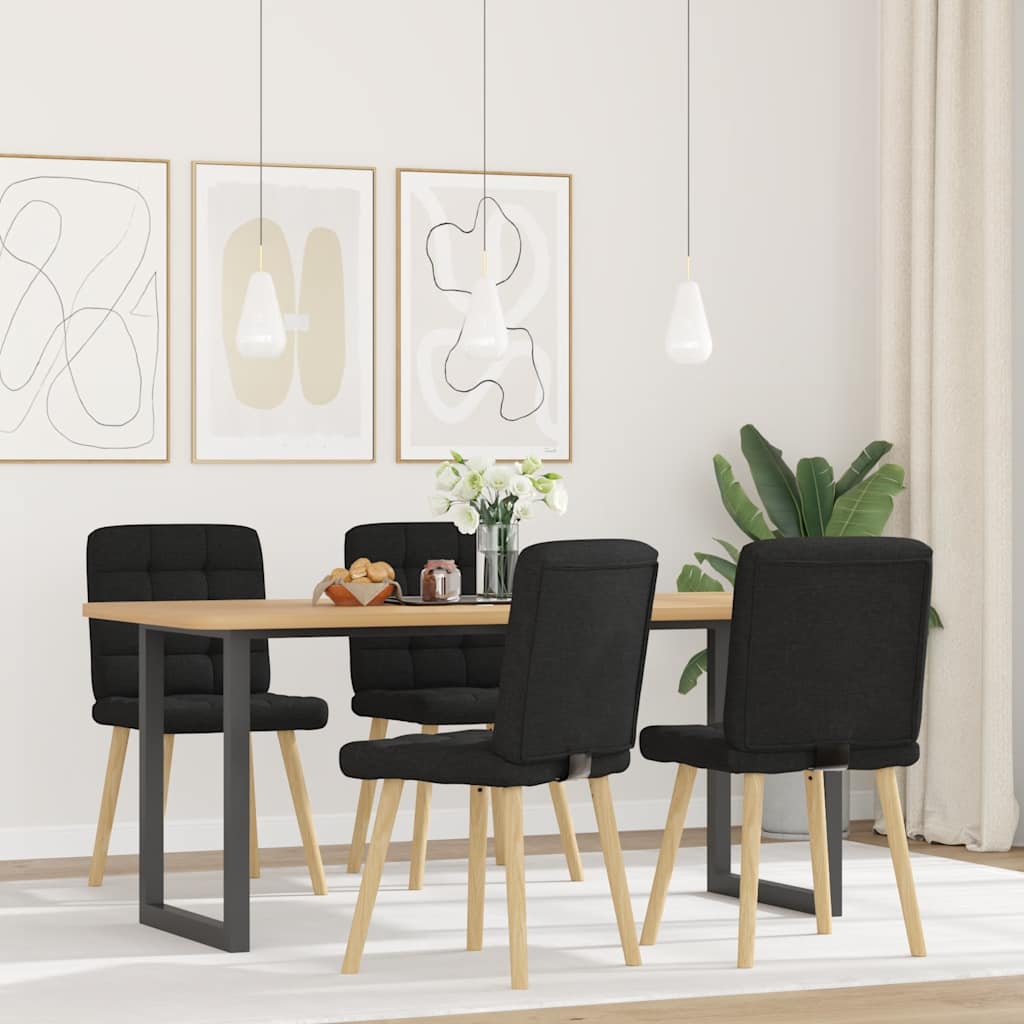 Chaises à manger lot de 4 noir tissu - XIOS