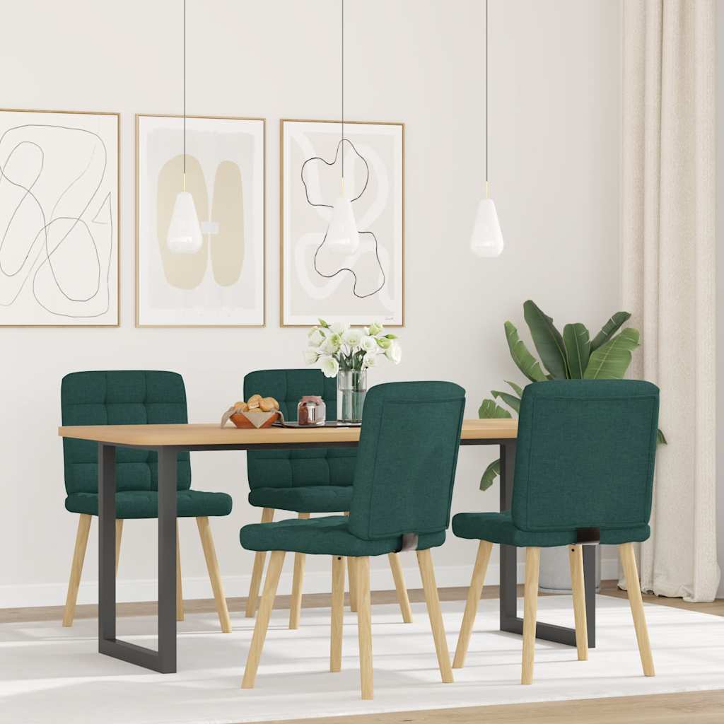 Chaises à manger lot de 4 vert foncé tissu - XIOS