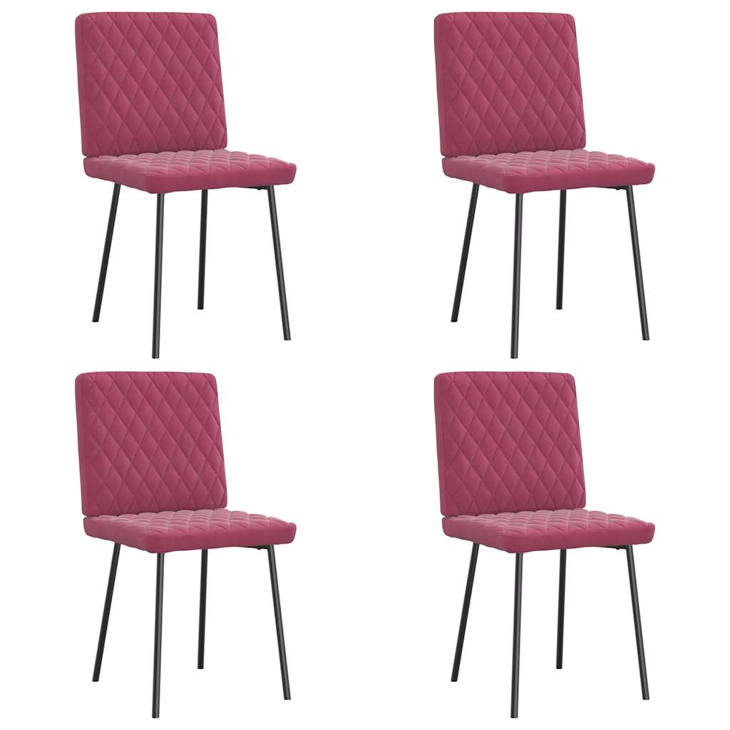 Chaises à manger lot de 4 Rouge bordeaux Velours Chaises de cuisine vidaXL