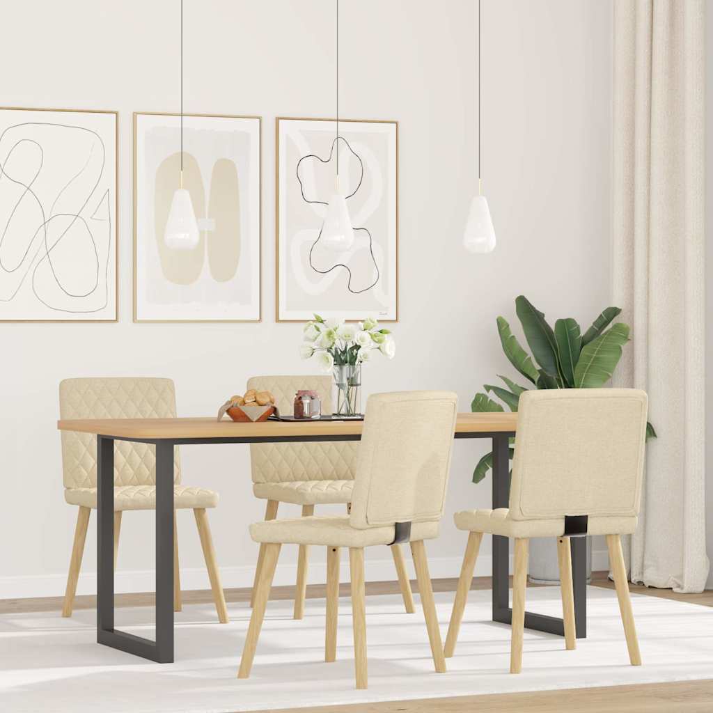 Chaises à manger lot de 4 crème tissu - XIOS