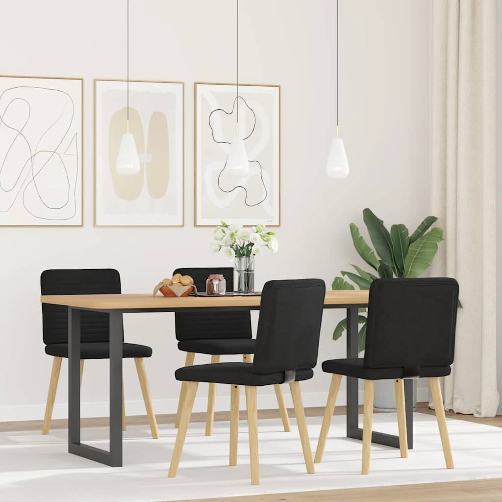 Chaises à manger lot de 4 noir tissu - XIOS