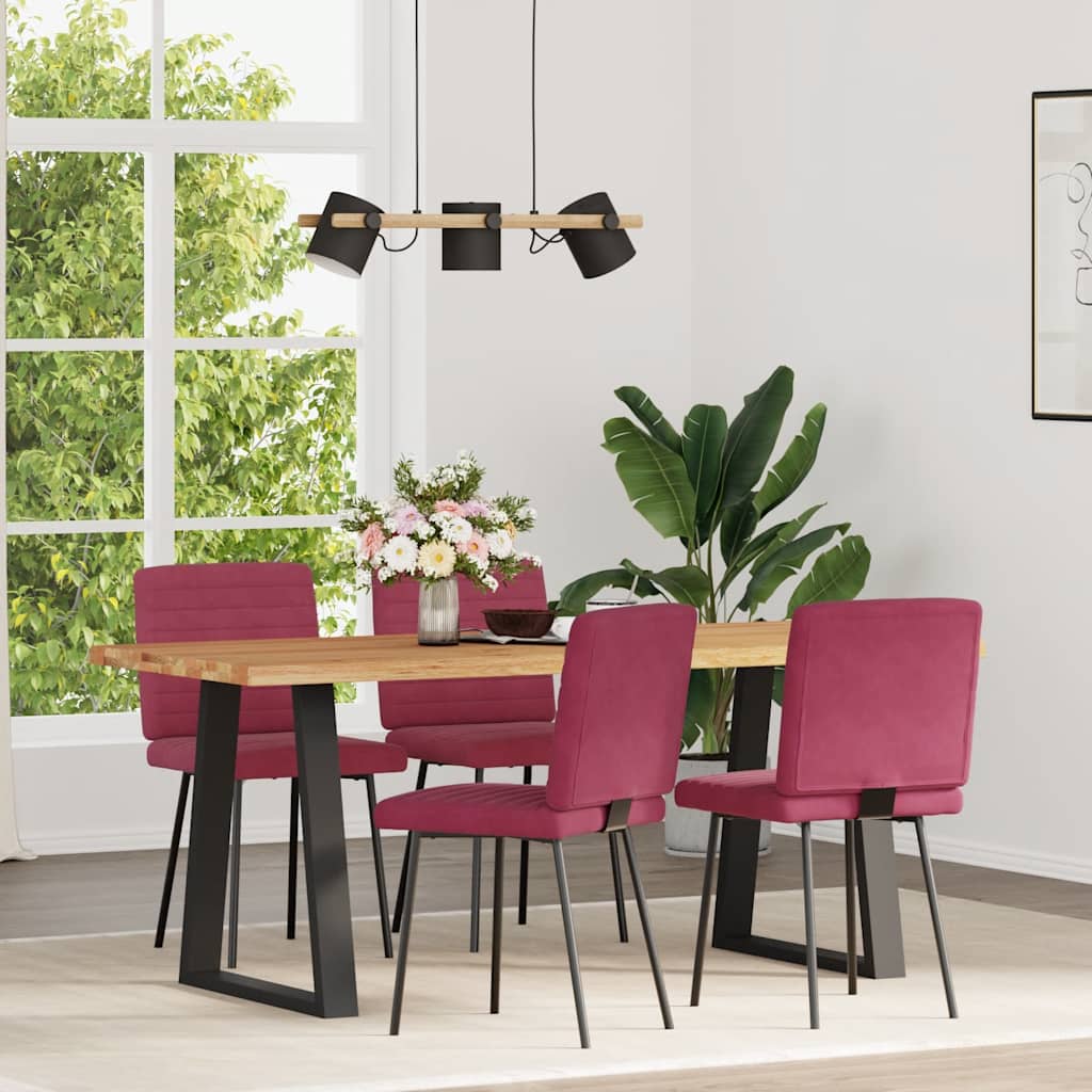 Chaises à manger lot de 4 Rouge bordeaux Velours - XIOS