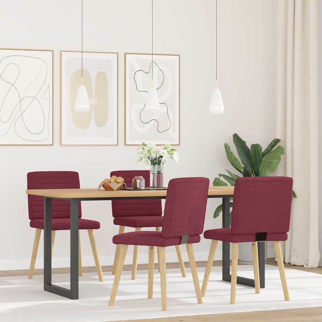 Chaises à manger lot de 4 rouge bordeaux tissu - XIOS