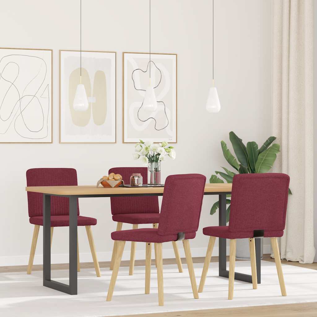 Chaises à manger lot de 4 rouge bordeaux tissu - XIOS