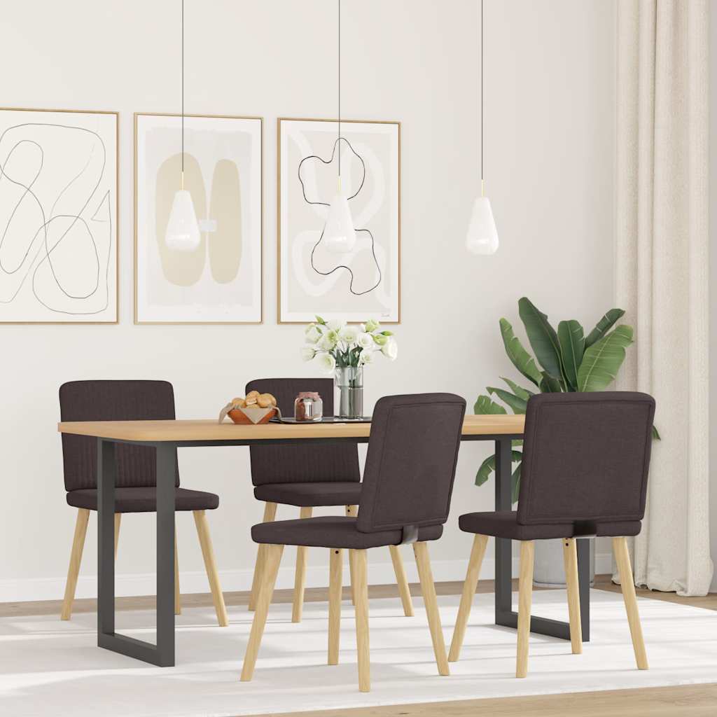 Chaises à manger lot de 4 marron foncé tissu - XIOS