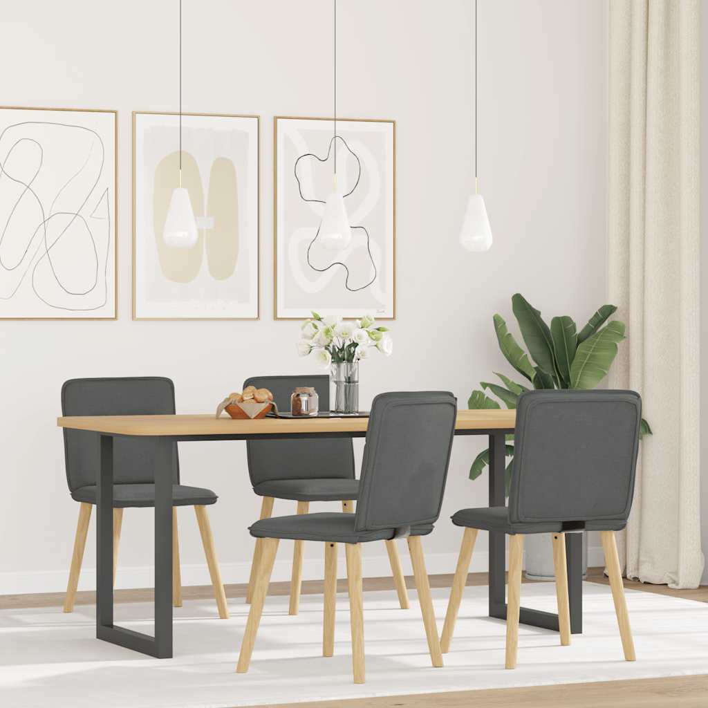 Chaises à manger lot de 4 gris foncé tissu - XIOS