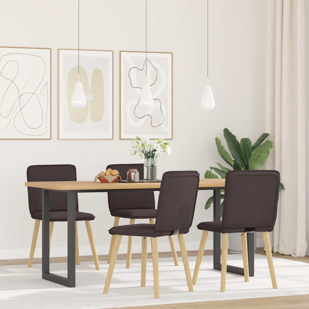 Chaises à manger lot de 4 marron foncé tissu - XIOS