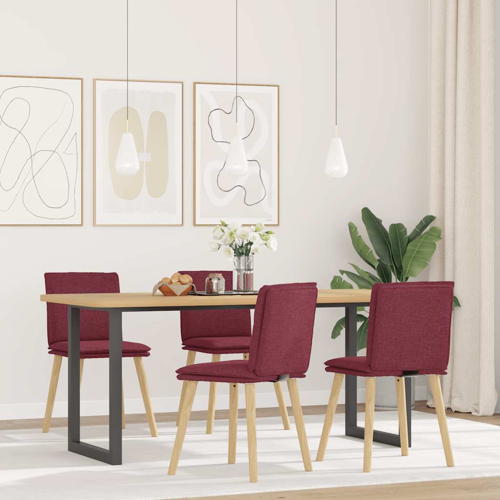 Chaises à manger lot de 4 rouge bordeaux tissu - XIOS