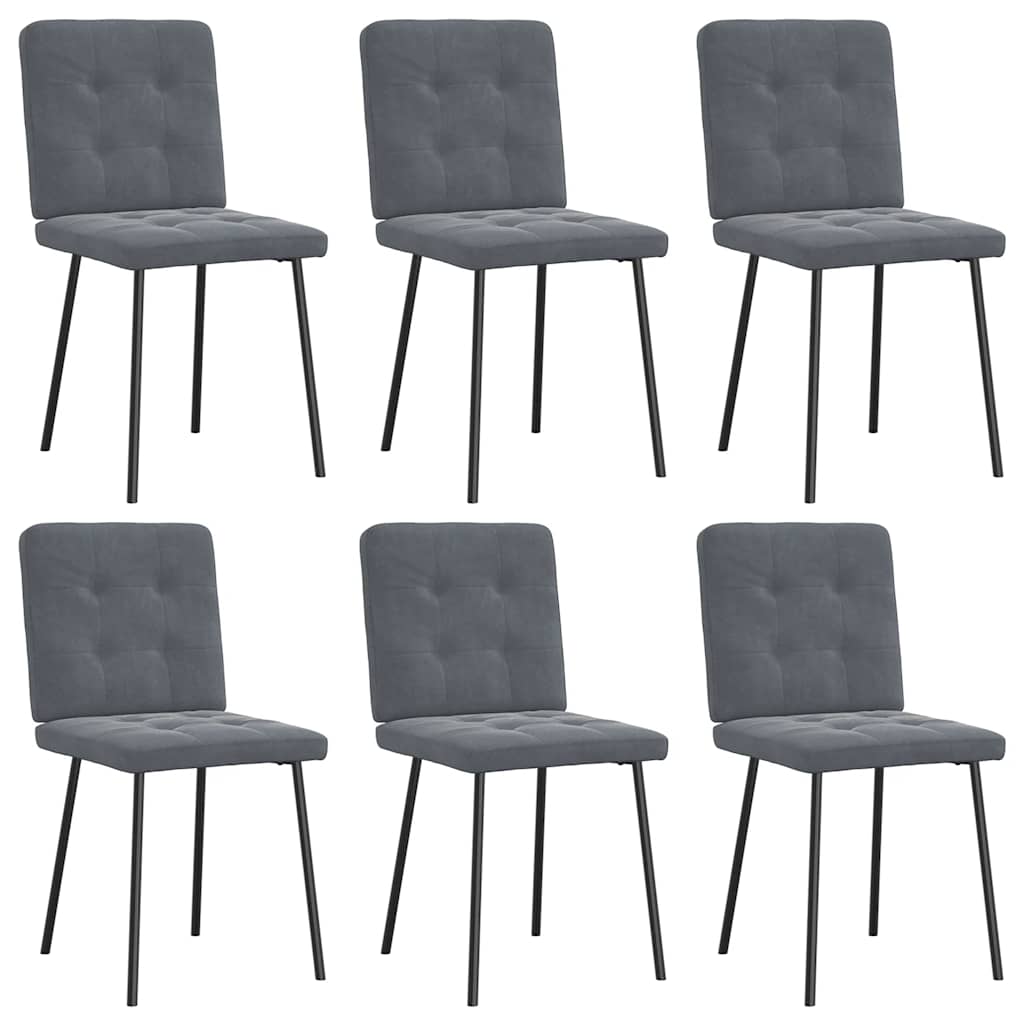 Chaises à manger lot de 6 gris foncé velours - XIOS