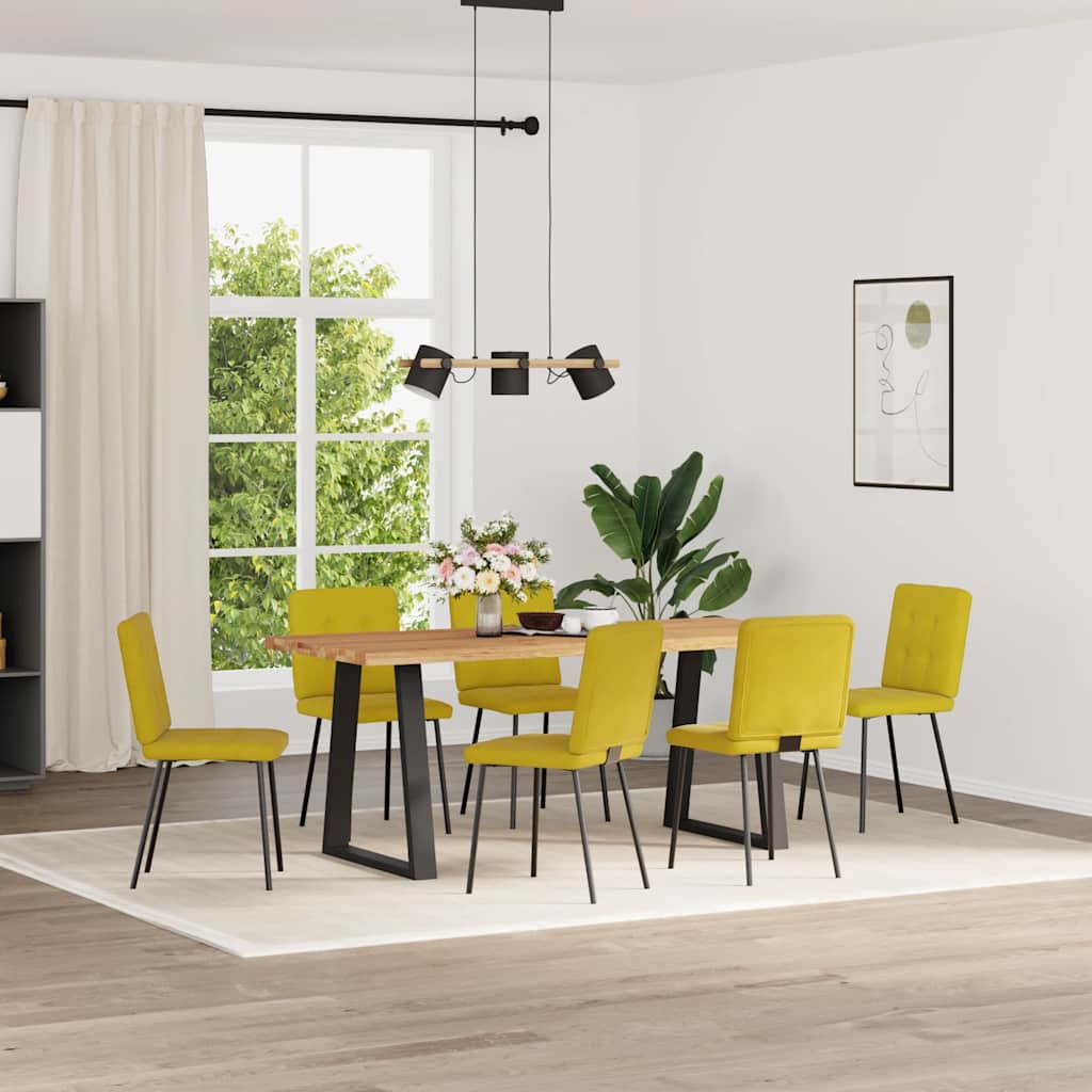 Chaises à manger lot de 6 jaune velours - XIOS