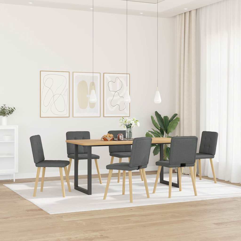 Chaises à manger lot de 6 gris foncé tissu - XIOS