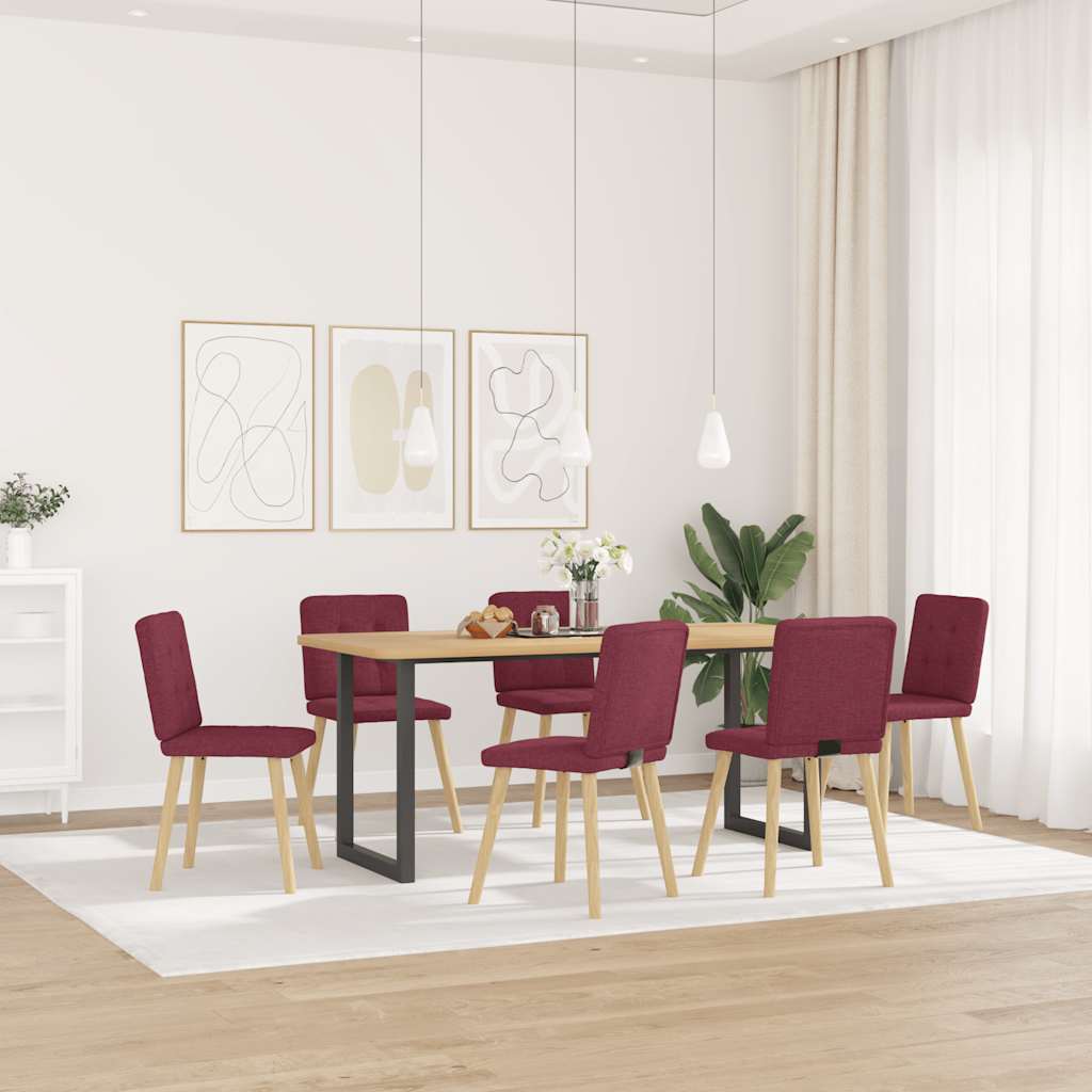Chaises à manger lot de 6 rouge bordeaux tissu - XIOS