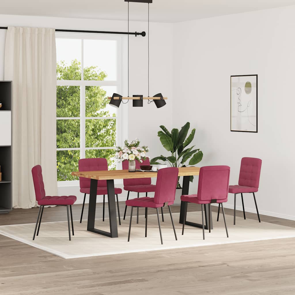 Chaises à manger lot de 6 rouge bordeaux velours - XIOS