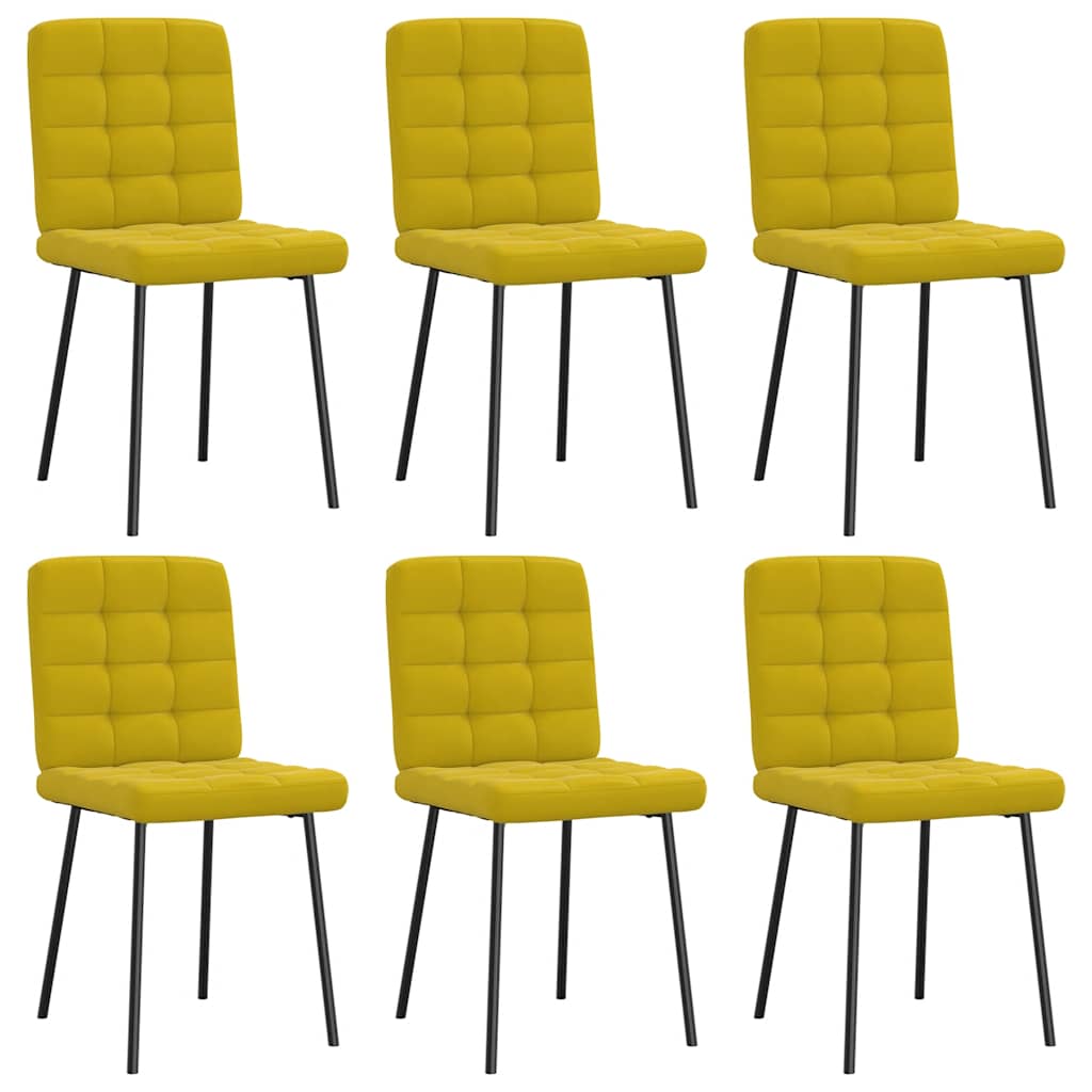 Chaises à manger lot de 6 jaune velours - XIOS