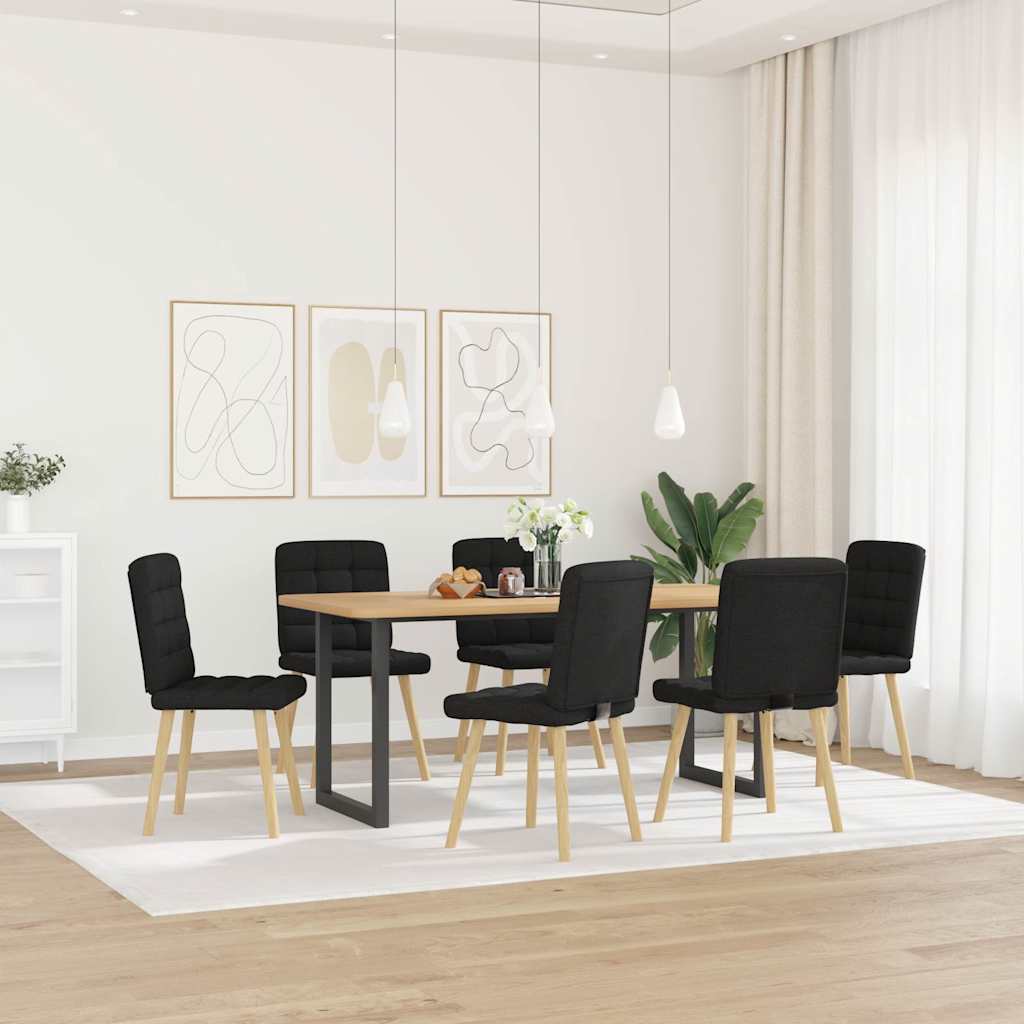 Chaises à manger lot de 6 noir tissu - XIOS