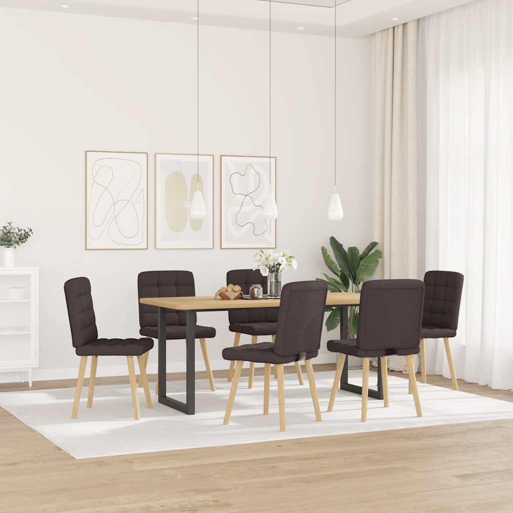 Chaises à manger lot de 6 marron foncé tissu - XIOS