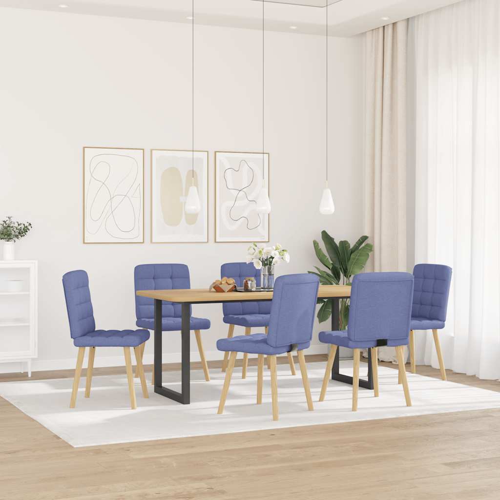 Chaises à manger lot de 6 bleu jean tissu - XIOS