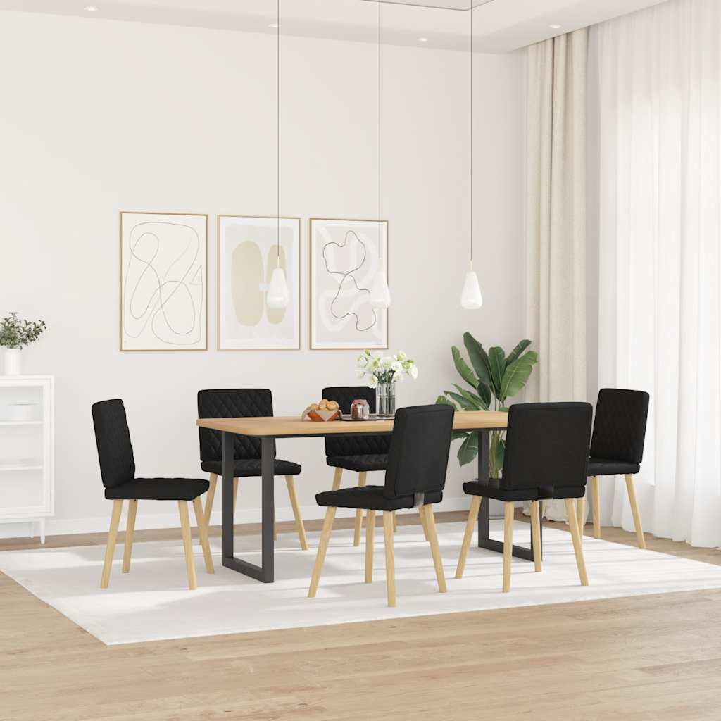 Chaises à manger lot de 6 noir tissu - XIOS
