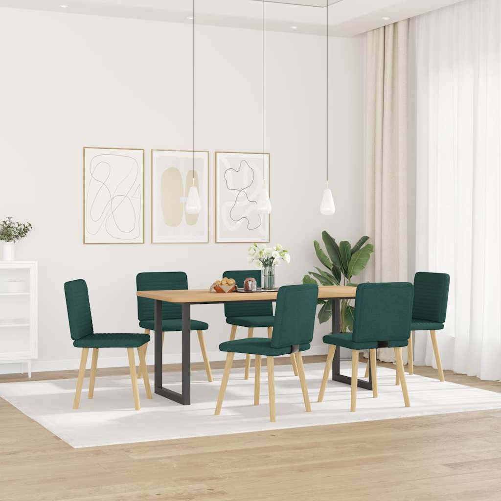 Chaises à manger lot de 6 vert foncé tissu - XIOS
