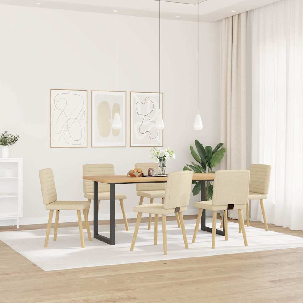Chaises à manger lot de 6 crème tissu - XIOS