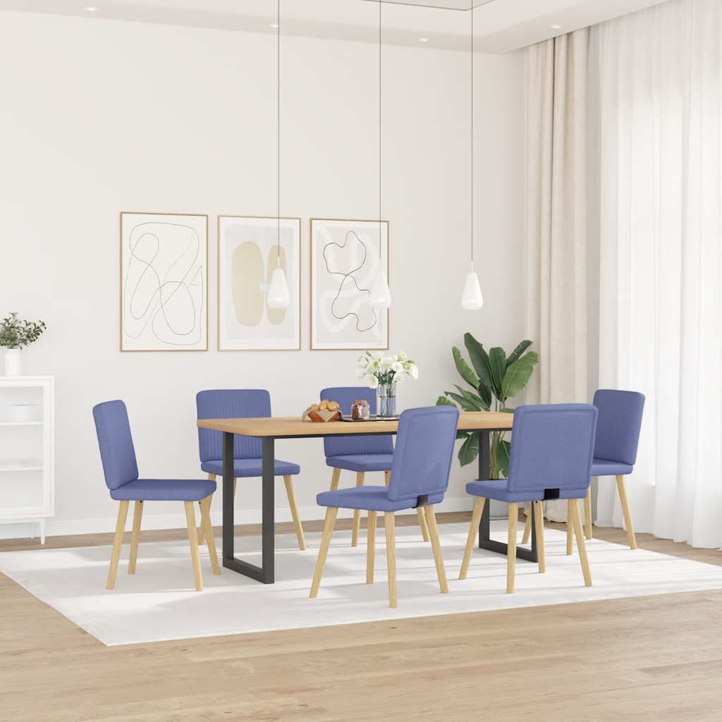 Chaises à manger lot de 6 bleu jean tissu - XIOS