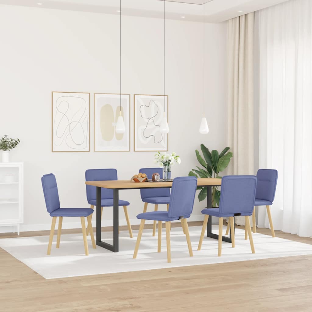 Chaises à manger lot de 6 bleu jean tissu - XIOS