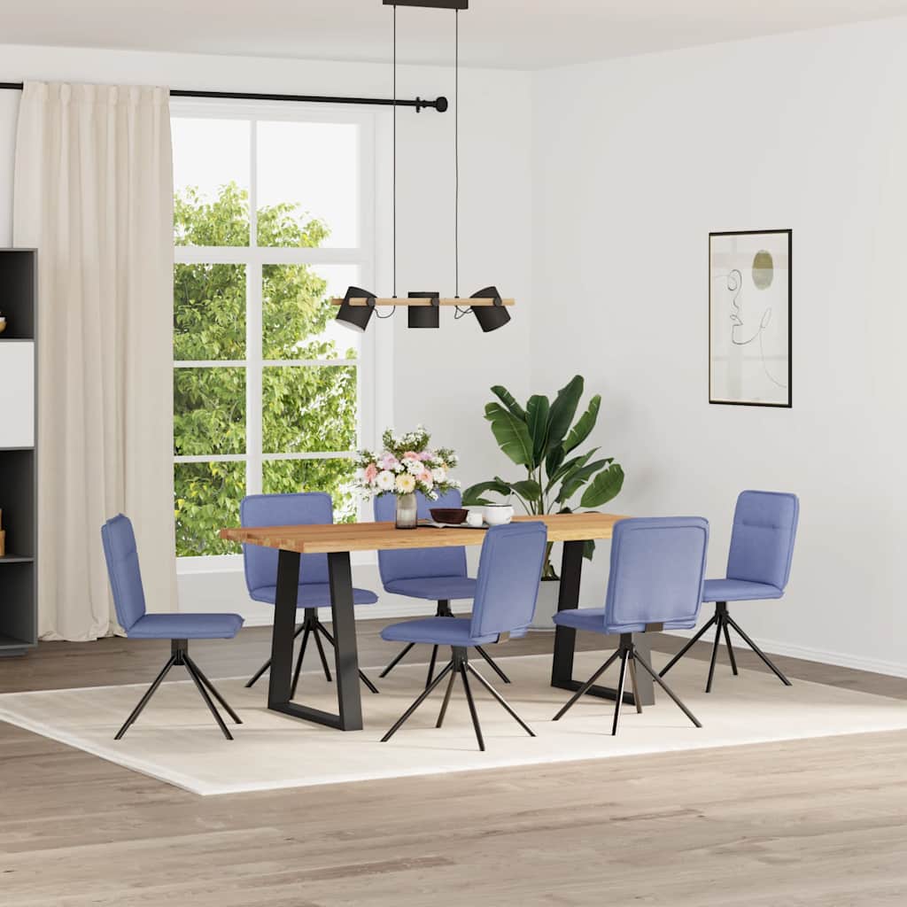 Chaises à manger lot de 6 bleu jean tissu - XIOS