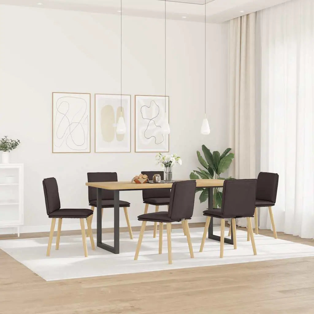 Chaises à manger lot de 6 marron foncé tissu - XIOS