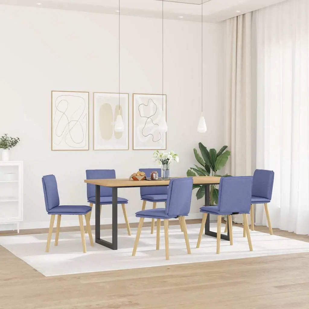 Chaises à manger lot de 6 bleu jean tissu - XIOS