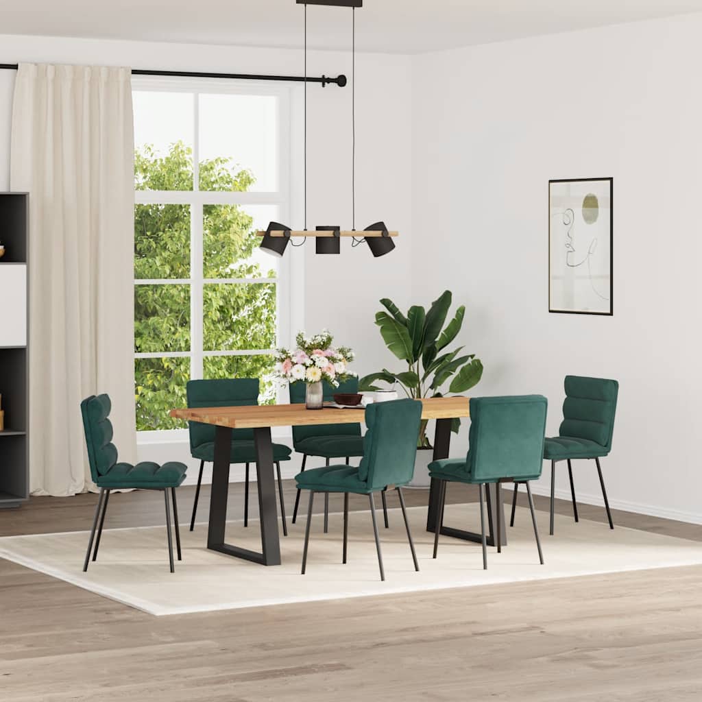 Chaises à manger lot de 6 vert foncé velours - XIOS