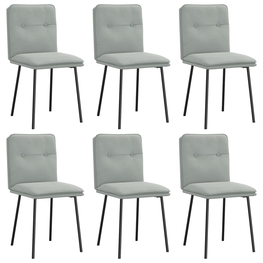 Chaises à manger lot de 6 gris clair velours - XIOS