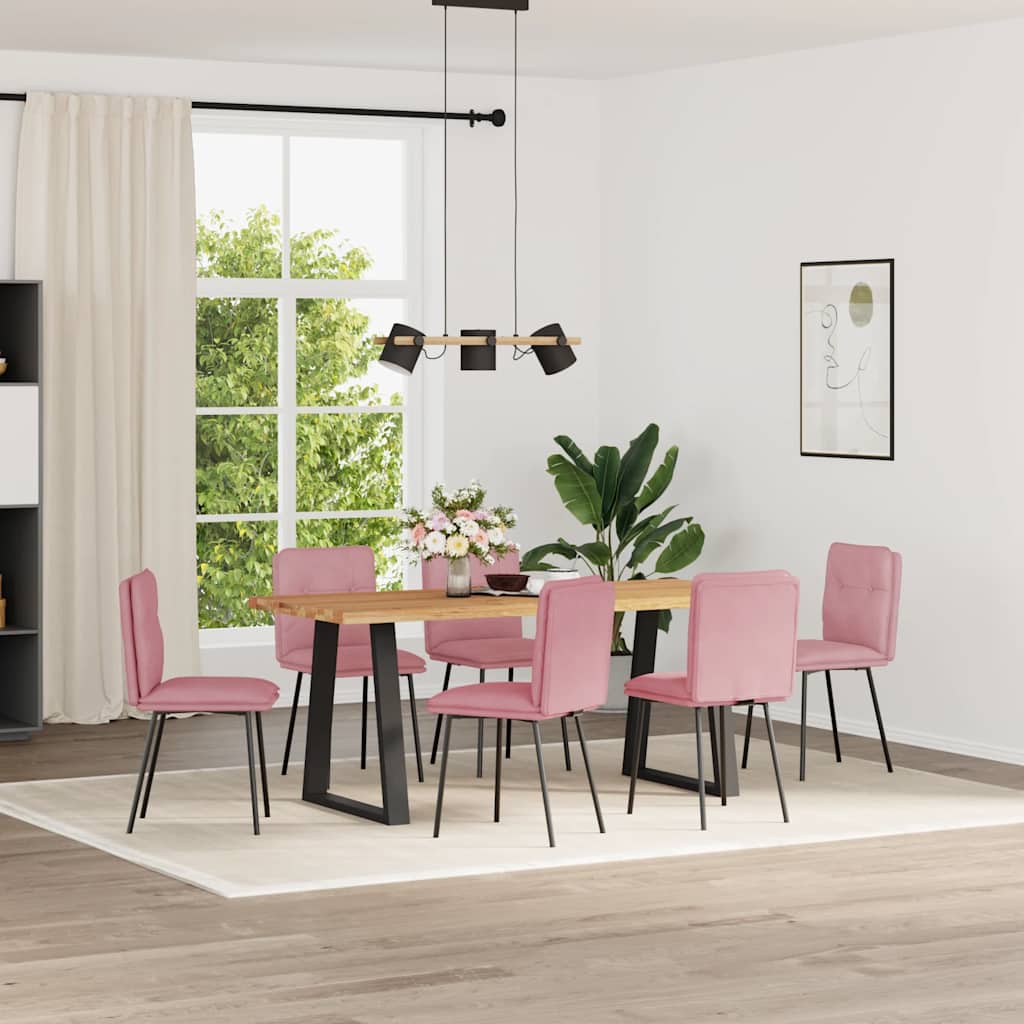 Chaises à manger lot de 6 rose velours - XIOS