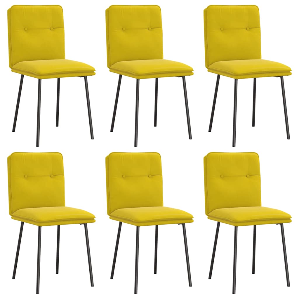 Chaises à manger lot de 6 jaune velours