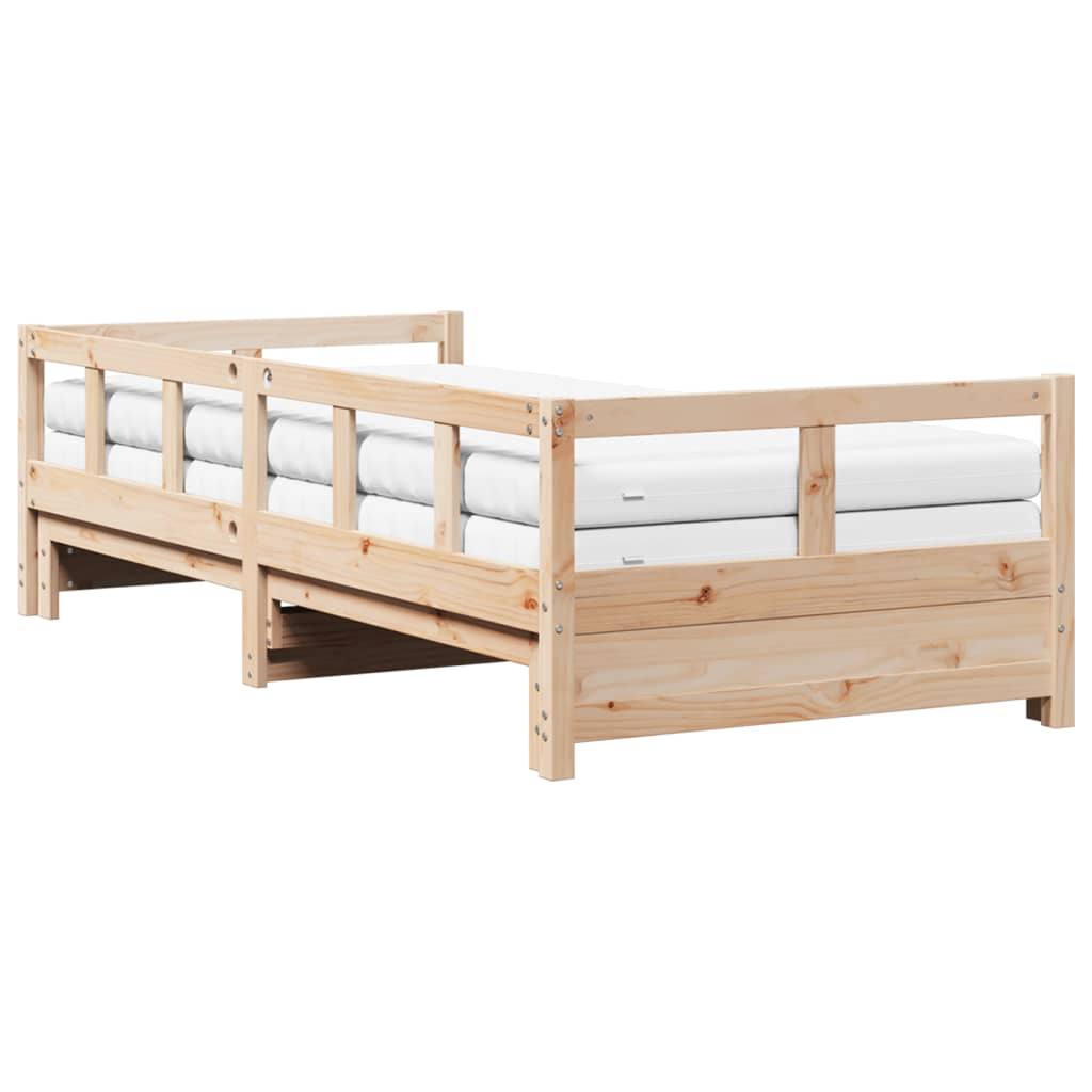 Lit de jour et lit gigogne et matelas 80x200 cm bois pin massif - XIOS