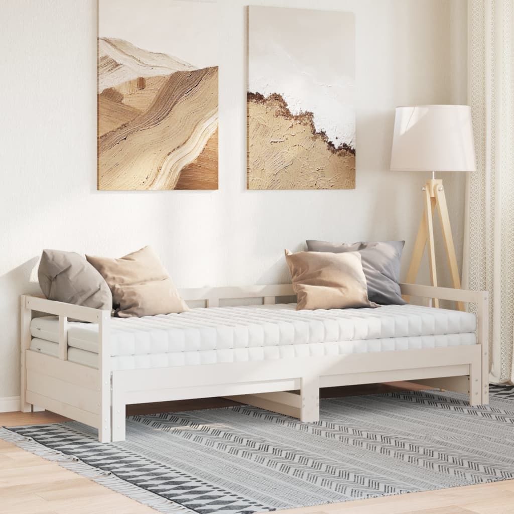 Lit de jour et lit gigogne et matelas 80x200 cm bois pin massif - XIOS
