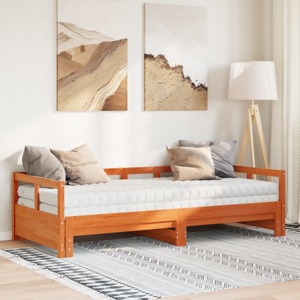 Lit de jour et lit gigogne et matelas 80x200 cm bois pin massif - XIOS