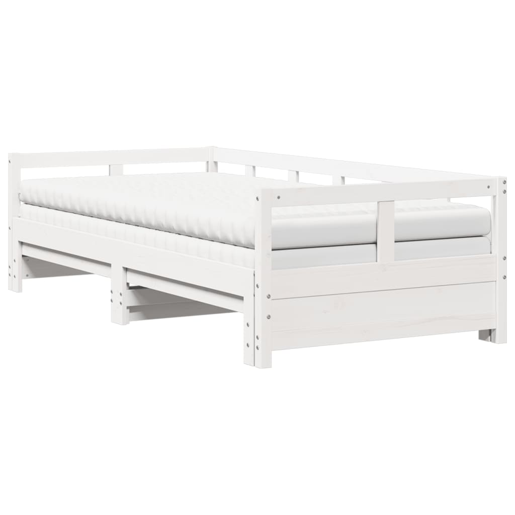 Lit de jour et lit gigogne et matelas 90x190 cm bois pin massif - XIOS