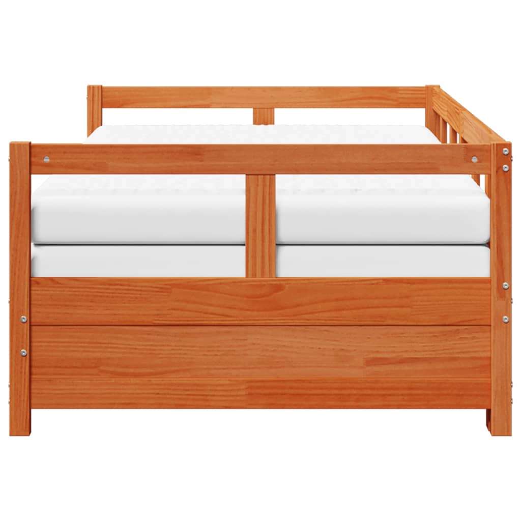 Lit de jour et lit gigogne et matelas 90x190 cm bois pin massif - XIOS