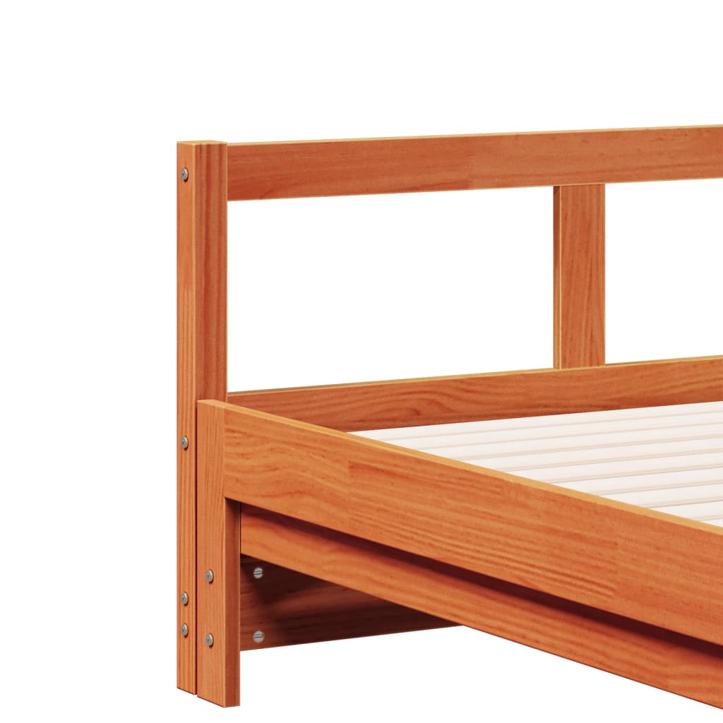Lit de jour et lit gigogne et matelas 90x190 cm bois pin massif - XIOS