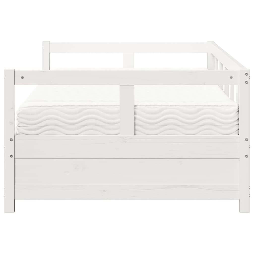 Lit de jour avec matelas blanc 90x200 cm bois de pin massif Lits & cadres de lit vidaXL