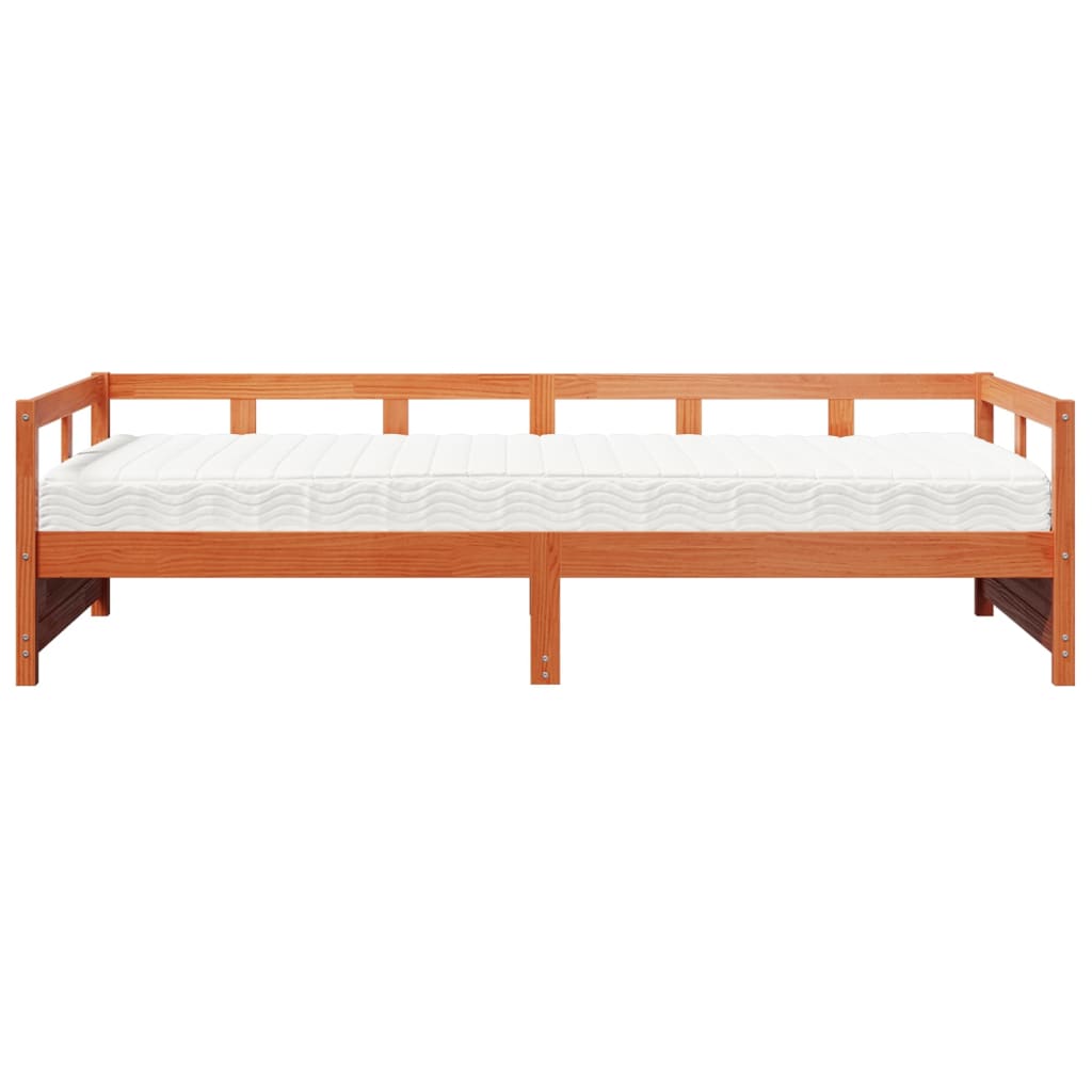 Lit de jour avec matelas cire marron 90x200 cm bois pin massif Lits & cadres de lit vidaXL