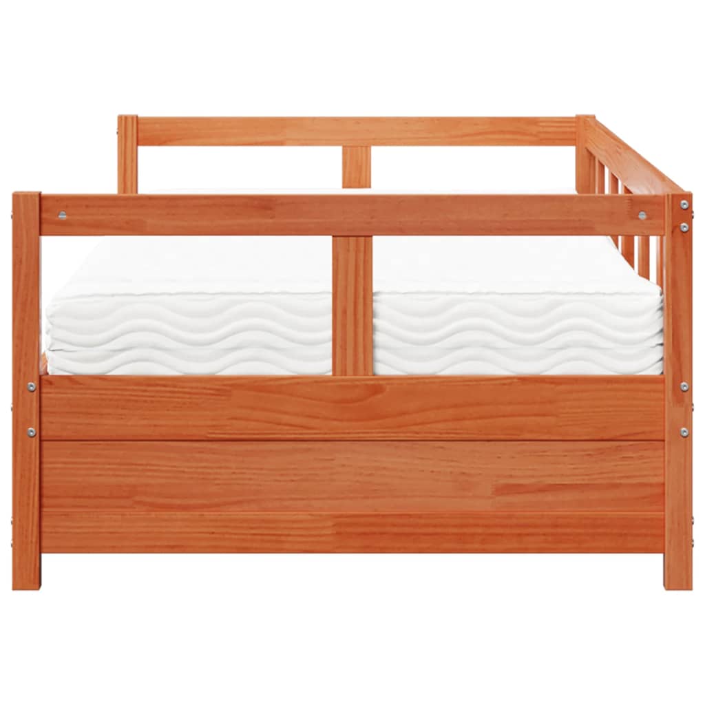 Lit de jour avec matelas cire marron 90x200 cm bois pin massif Lits & cadres de lit vidaXL
