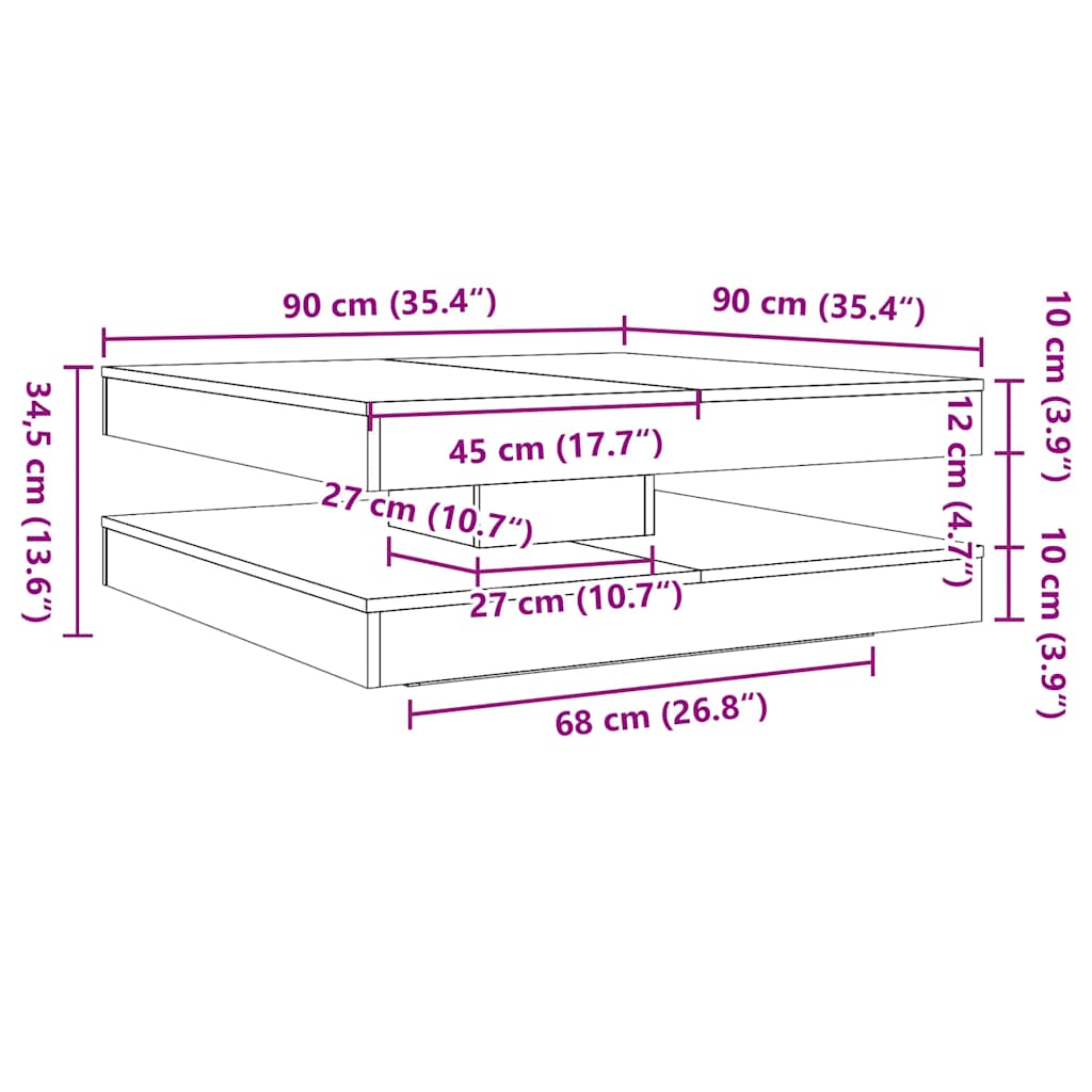 Table basse rotative à 360 degrés chêne sonoma 90x90x34,5 cm - XIOS