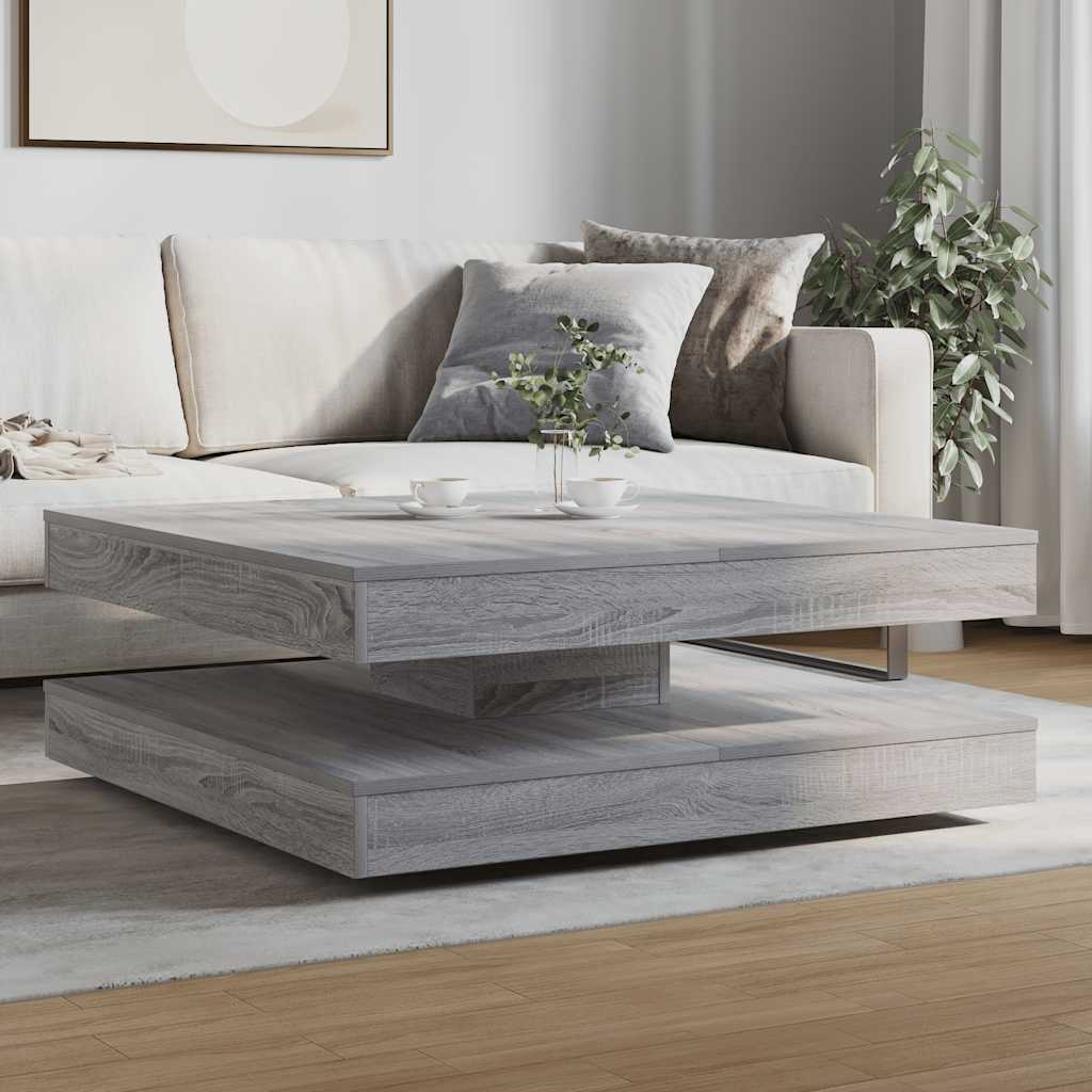 Table basse rotative à 360 degrés sonoma gris 90x90x34,5 cm - XIOS