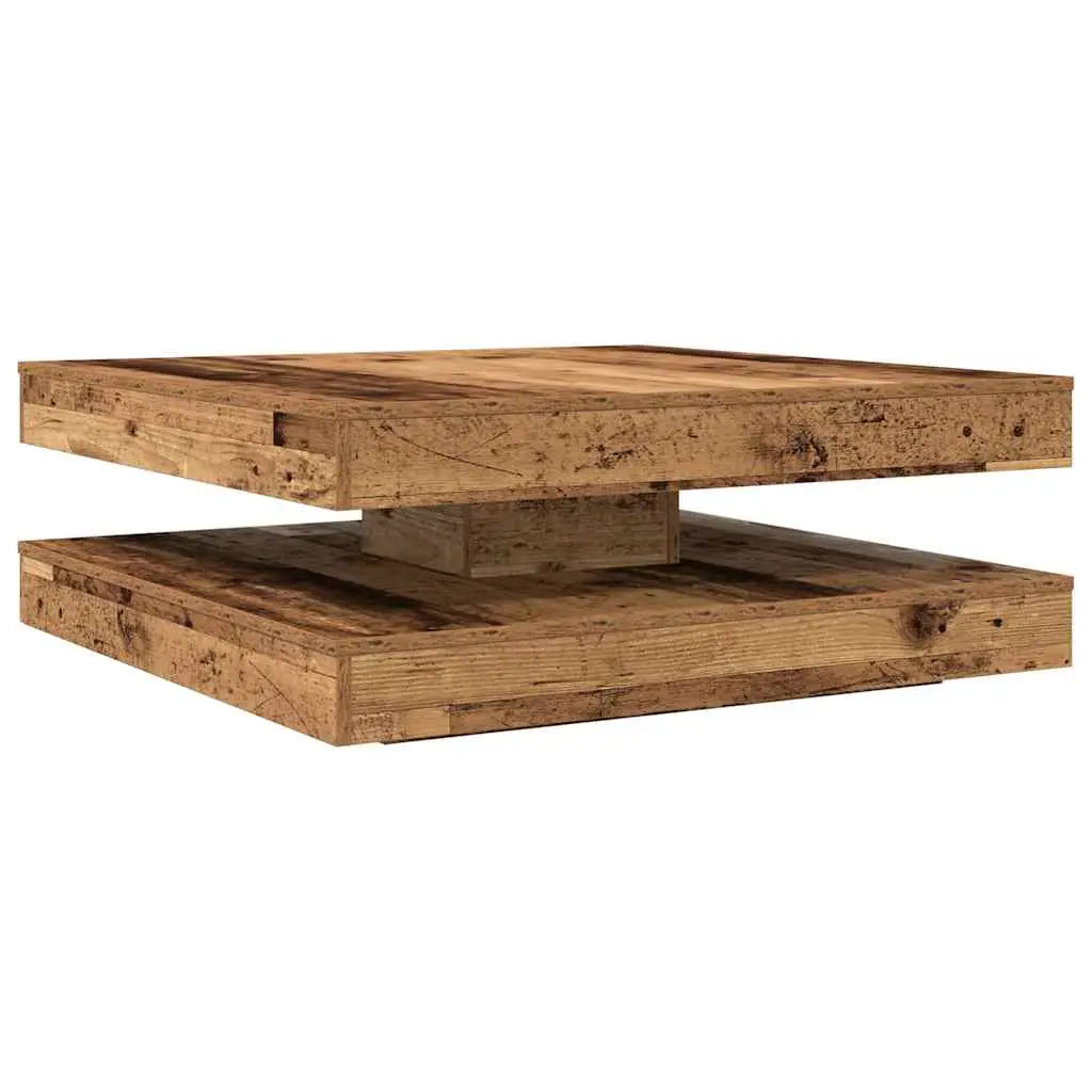 Table basse rotative à 360 degrés vieux bois 90x90x34,5 cm - XIOS